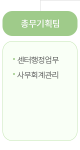 총무기획팀: 센터 행정업무 및 사무회계 관리 담당